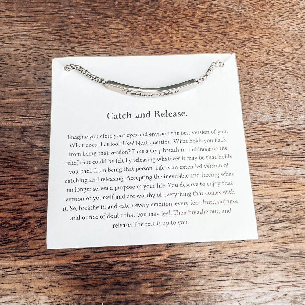 Stainless Steel Silver Bar Necklace with Engraving - Catch and Release
